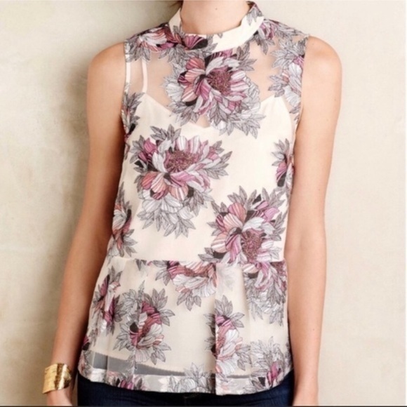 Anthropologie Terrace‎ Swing Floral Lace Tank Top - Picture 1 of 6
